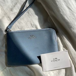 Blue sparkly Coach wristlet wallet